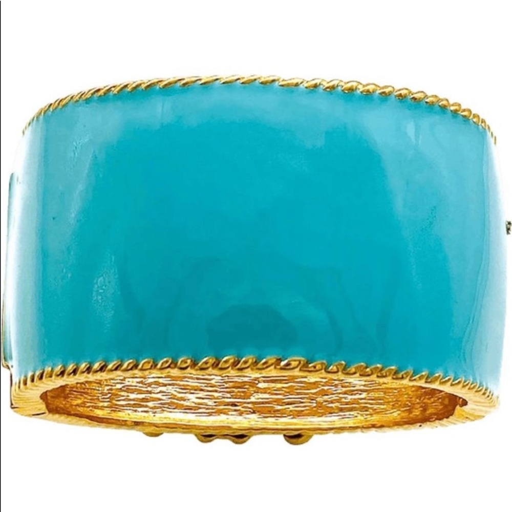 Stella & Dot | Colorburst Enamel Hinged Cuff Bracelet Turquoise + Green … - Picture 5 of 10